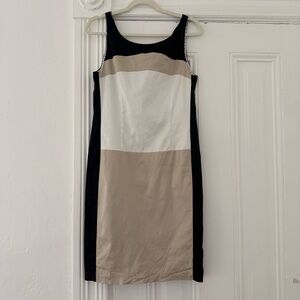 Tristan Navy and Tan Color Block Mini Dress